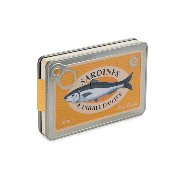 alvi Notebook Conserverie Sardines Yellow colour Unique notebook shaped like a vintage sardine tin M