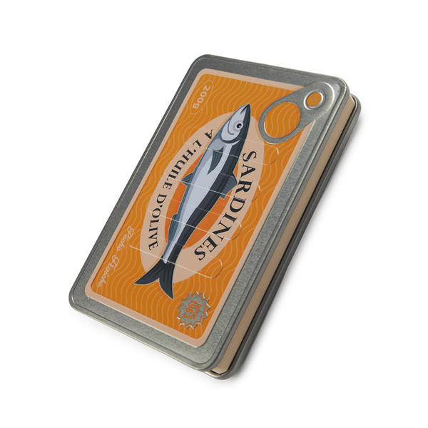 alvi Notebook Conserverie Sardines Yellow colour Unique notebook shaped like a vintage sardine tin M