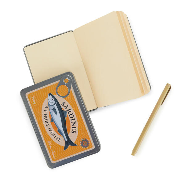 alvi Notebook Conserverie Sardines Yellow colour Unique notebook shaped like a vintage sardine tin M