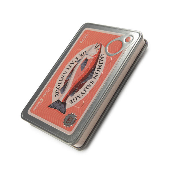 alvi Notebook Conserverie Saumon Red colour Unique notebook shaped like a vintage tuna tin Metal/pap