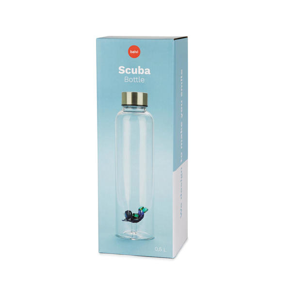 alvi Botella Scuba para agua 0,5 Lts Tapón antigoteo de acero inoxidable Ideal mesita de noche y ofi