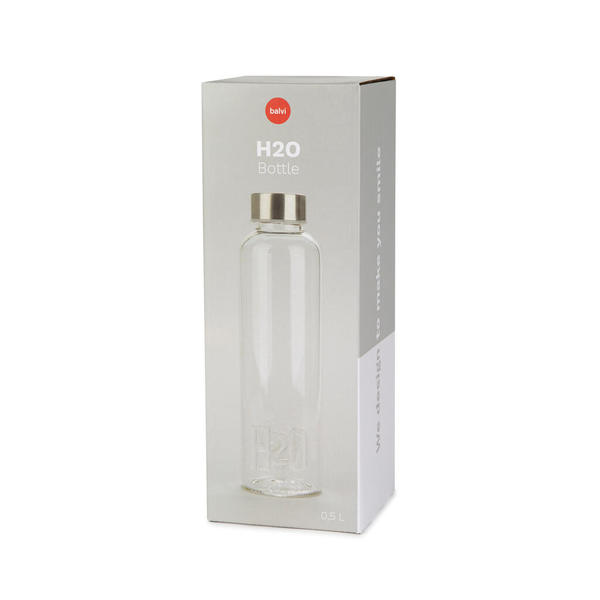 alvi Botella H2O para agua 0,5 Lts Tapón antigoteo de acero inoxidable Ideal mesita de noche y ofici