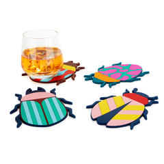 Balvi Posavasos The Beetles Set de 4 piezas coloridas y antideslizantes Plástico