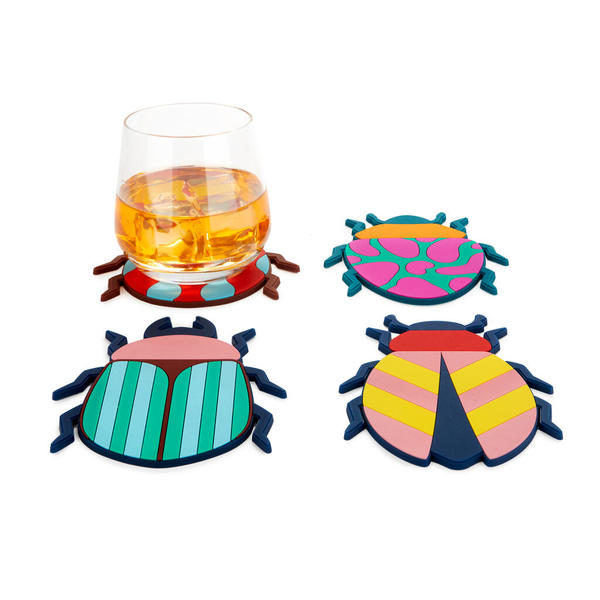 Balvi Sous-verre The Beetles Set de 4 scarabées colorés et antidérapants Plastique