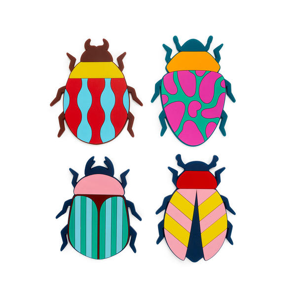 Balvi Sous-verre The Beetles Set de 4 scarabées colorés et antidérapants Plastique