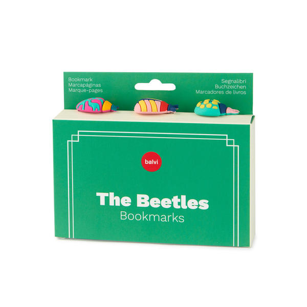 Balvi Marcapáginas The Beetles Set de 3 puntos de libro con forma de escarabajos Plástico