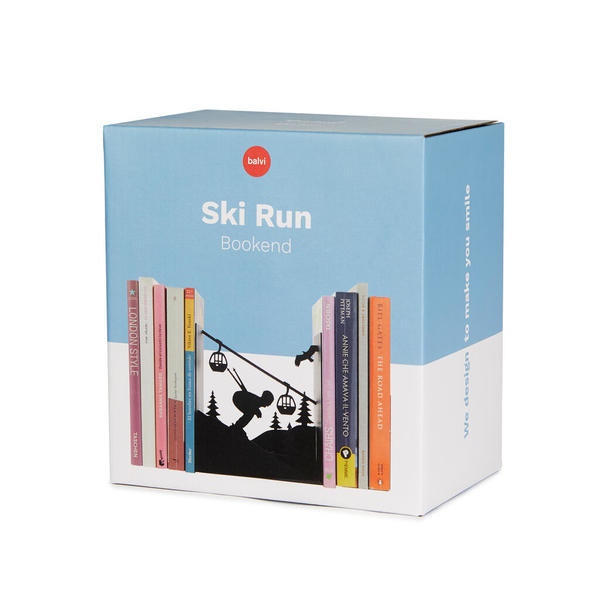 Balvi Sujetalibros Ski Rum Color negro Soporte con base antideslizante Metal