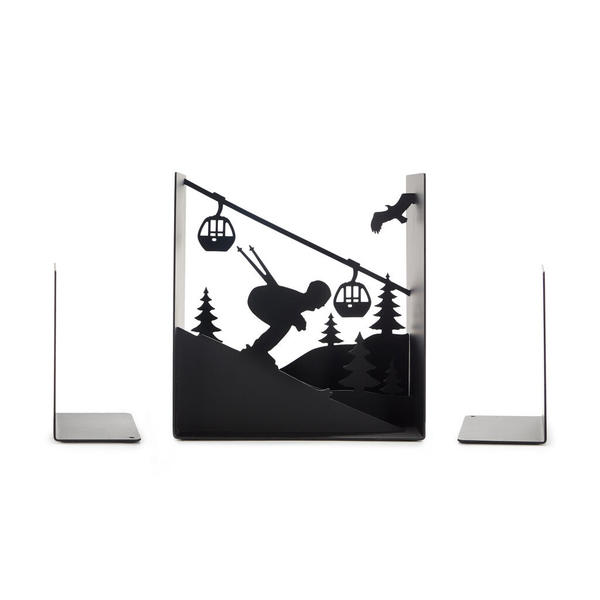 Balvi Sujetalibros Ski Rum Color negro Soporte con base antideslizante Metal