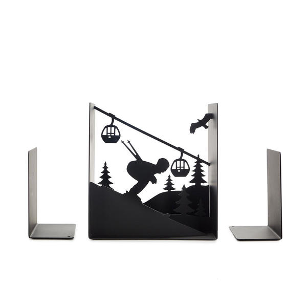 Balvi Sujetalibros Ski Rum Color negro Soporte con base antideslizante Metal