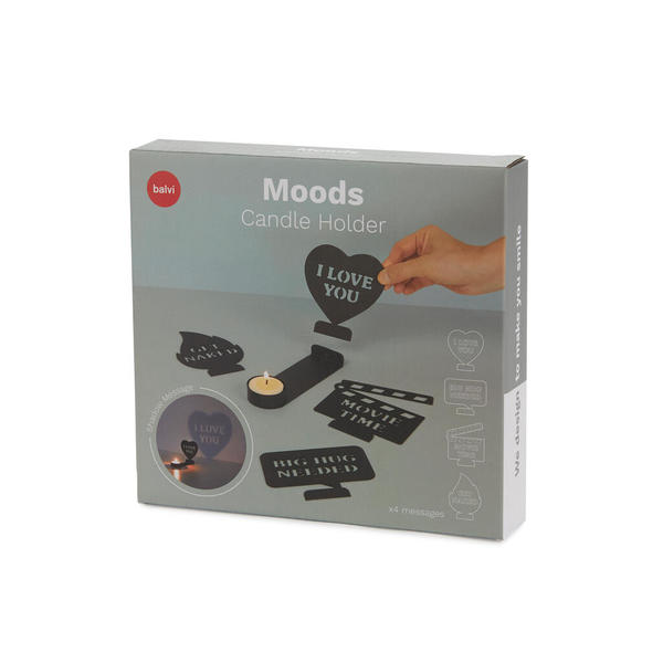 Balvi Candélabre Moods Couleur noir Des messages qui se révèlent à la bougie Métal