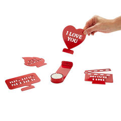 Balvi Armleuchter Moods Rot Farbe Botschaften, die im Kerzenlicht sichtbar werden Metall