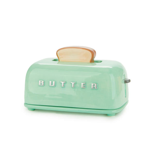 Balvi Butter tray Toasty Green colour Hand-painted retro design Ceramic
