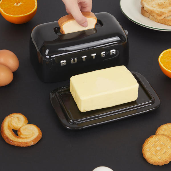 Balvi Butterteig Toasty Schwarz Farbe Handgemaltes Retro-Design Keramik