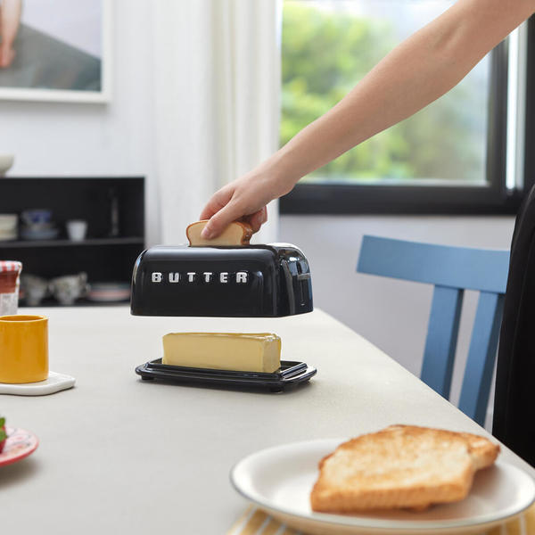 Balvi Butterteig Toasty Schwarz Farbe Handgemaltes Retro-Design Keramik