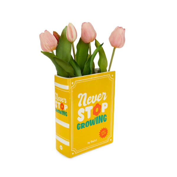 Balvi Vaso Book Colore giallo Due in uno: decora con libri e fiori Ceramica