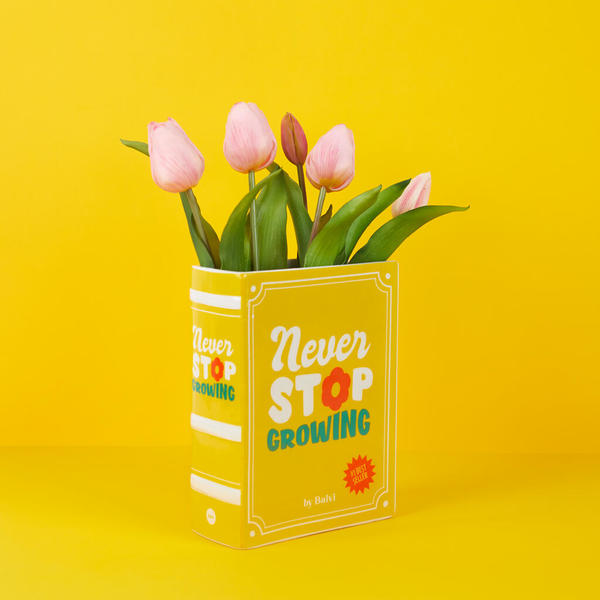 Balvi Vaso Book Colore giallo Due in uno: decora con libri e fiori Ceramica