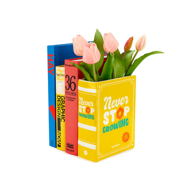 Balvi Vaso Book Colore giallo Due in uno: decora con libri e fiori Ceramica