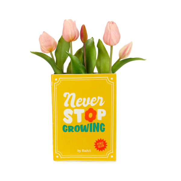 Balvi Vaso Book Colore giallo Due in uno: decora con libri e fiori Ceramica