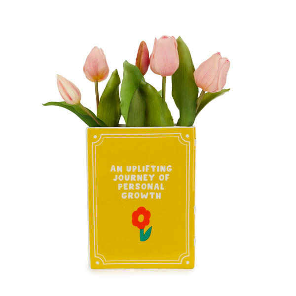 Balvi Vaso Book Colore giallo Due in uno: decora con libri e fiori Ceramica