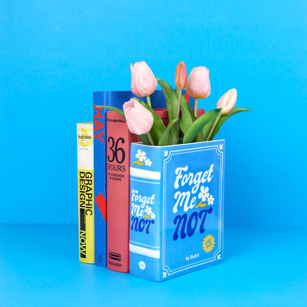 Balvi Florero Book Color azul Dos en uno: decora con libros y flores Cerámica