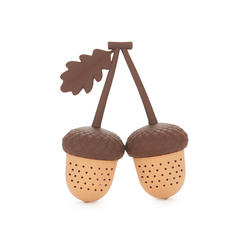 Balvi Teesieb Acorn Braun Farbe Doppeltes Tee-Ei mit Eichel-Design Silikon
