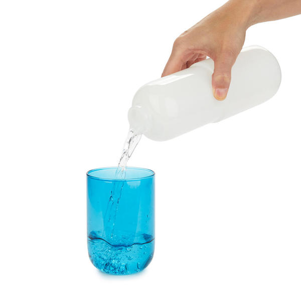 Balvi Botella & Vaso Water Pill Color blanco/azul Una píldora para calmar la sed Vidrio 550ml
