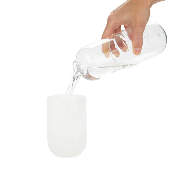 alvi Botella & Vaso Water Pill Color transparente/blanco Una píldora para calmar la sed Vidrio 550ml