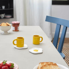 Balvi Coffee cup set Sunny Side Up Two coffee cups with fried-egg saucers Ceramic
