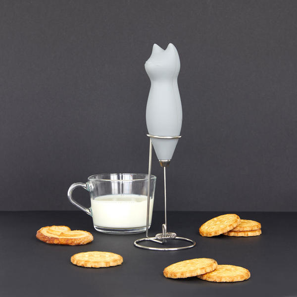 Balvi Milk frother Meow Grey colour Steamed milk with a feline touch Plastic/metal