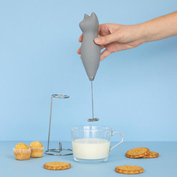 Balvi Milk frother Meow Grey colour Steamed milk with a feline touch Plastic/metal
