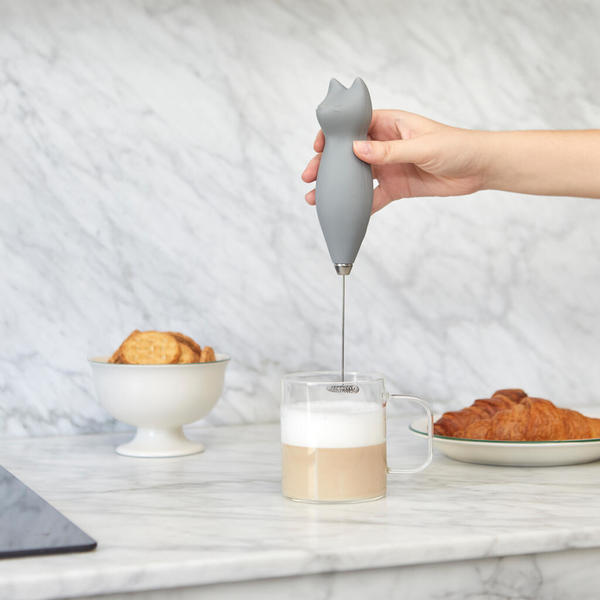 Balvi Milk frother Meow Grey colour Steamed milk with a feline touch Plastic/metal