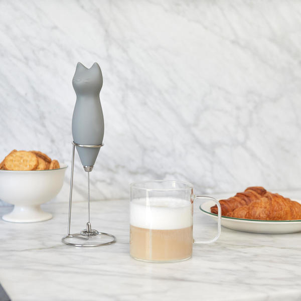 Balvi Milk frother Meow Grey colour Steamed milk with a feline touch Plastic/metal