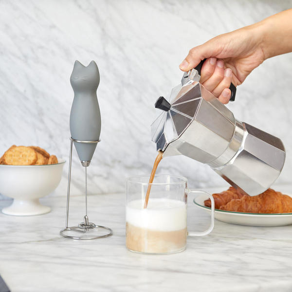 Balvi Milk frother Meow Grey colour Steamed milk with a feline touch Plastic/metal