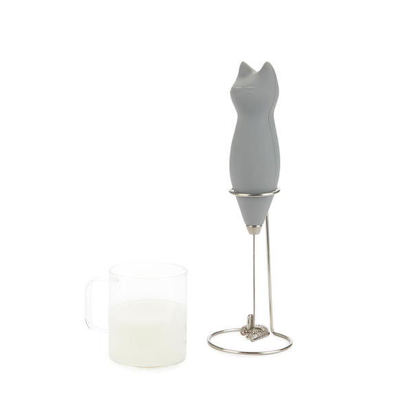 Balvi Milk frother Meow Grey colour Steamed milk with a feline touch Plastic/metal