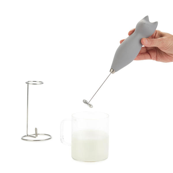 Balvi Milk frother Meow Grey colour Steamed milk with a feline touch Plastic/metal