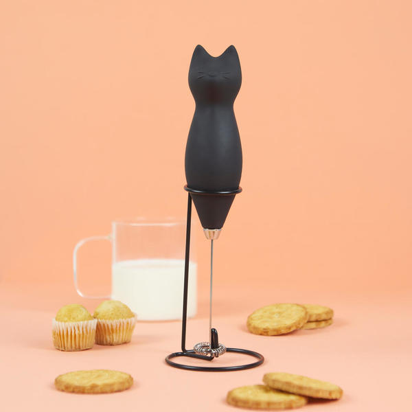 Balvi Espumador de leche Meow Color negro Leche cremosa con un toque gatuno Plástico/metal