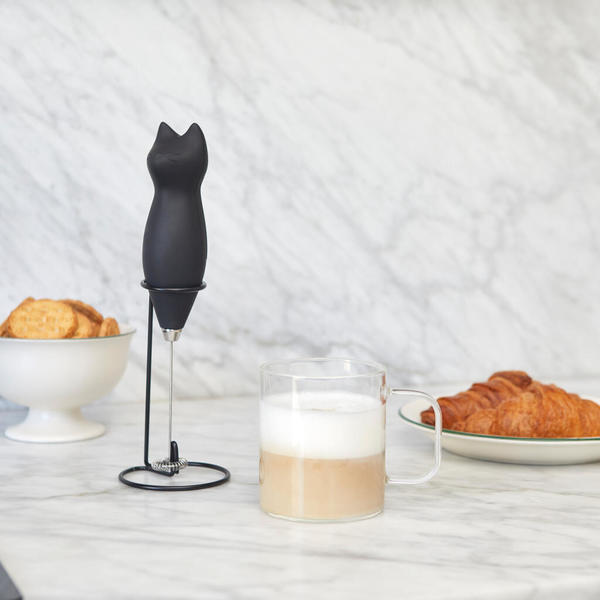 Balvi Espumador de leche Meow Color negro Leche cremosa con un toque gatuno Plástico/metal