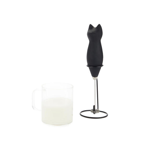 Balvi Espumador de leche Meow Color negro Leche cremosa con un toque gatuno Plástico/metal