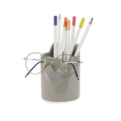 alvi Portalápices & soporte gafas Nosy Buddy Cat Color gris Organizador de escritorio 2 en 1 Cerámic