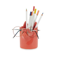 Balvi Pen holder & eyeglasses holder Nosy Buddy Cat Red colour 2-in-1 desk organizer Ceramic