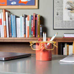Balvi Pen holder & eyeglasses holder Nosy Buddy Cat Red colour 2-in-1 desk organizer Ceramic