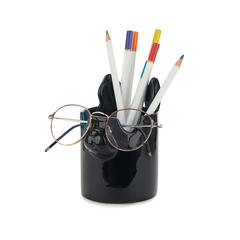 alvi Pot à crayons & repose lunettes Nosy Buddy Dog Couleur noir Organiseur de bureau 2-en-1 Céramiq