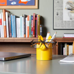 Balvi Pen holder & eyeglasses holder Nosy Buddy Dog Yellow colour 2-in-1 desk organizer Ceramic