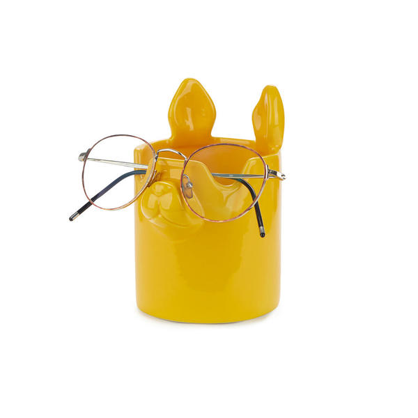 alvi Portalápices & soporte gafas Nosy Buddy Dog Color amarillo Organizador de escritorio 2 en 1 Cer