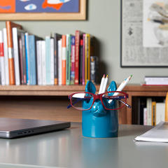 Balvi Pen holder & eyeglasses holder Nosy Buddy Dog Blue colour 2-in-1 desk organizer Ceramic