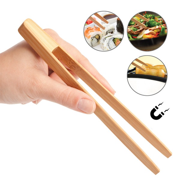 Bamboo tongs ideal for pulling out toasts from the toaster