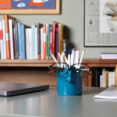 Balvi Pen holder & eyeglasses holder Nosy Buddy Blue colour 2-in-1 desk organizer Ceramic