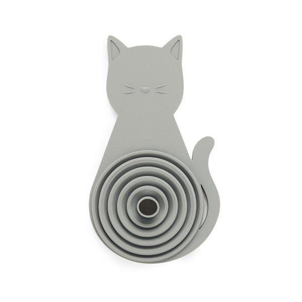 Balvi Embudo Meow Color gris Plegable e imantado, con forma de gato Silicona