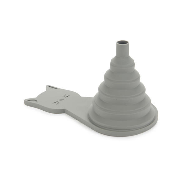 Balvi Embudo Meow Color gris Plegable e imantado, con forma de gato Silicona