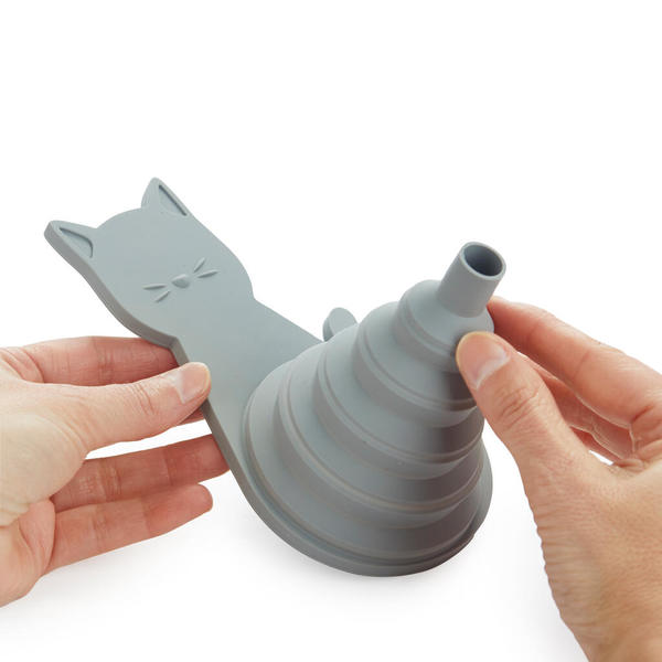 Balvi Embudo Meow Color gris Plegable e imantado, con forma de gato Silicona